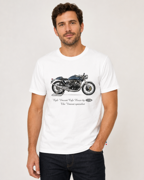 T-Shirt blanc Cafe racer Made in france