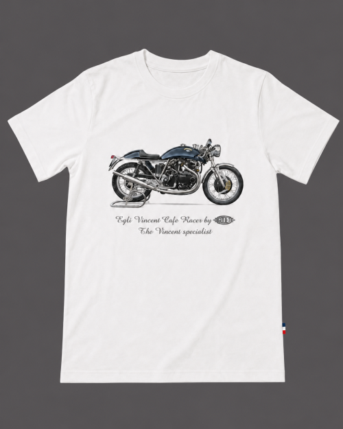 T-Shirt blanc Cafe racer Made in france